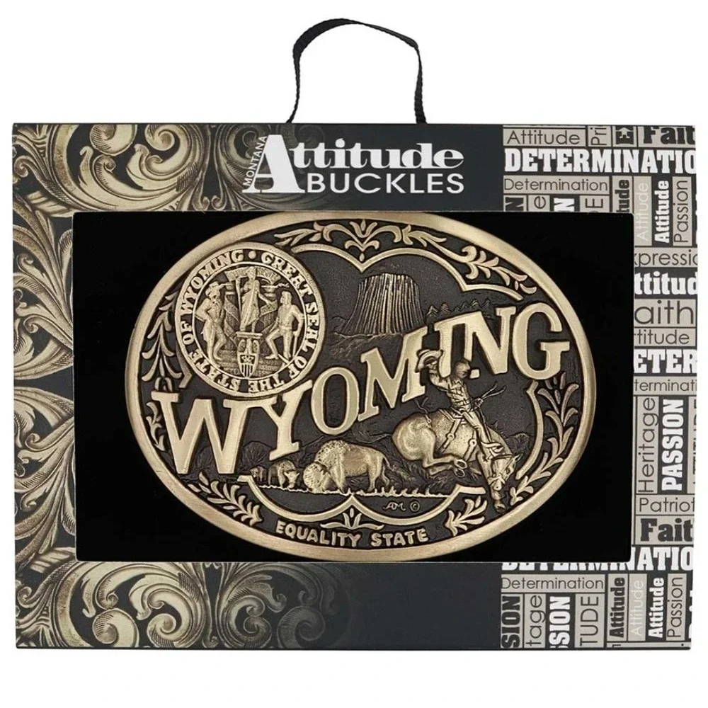 Montana Silversmiths Wyoming State Heritage Attitude Belt Buckle - New